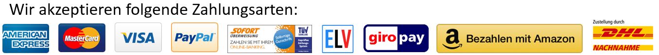 Wir akzeptieren folgende Zahlungsarten